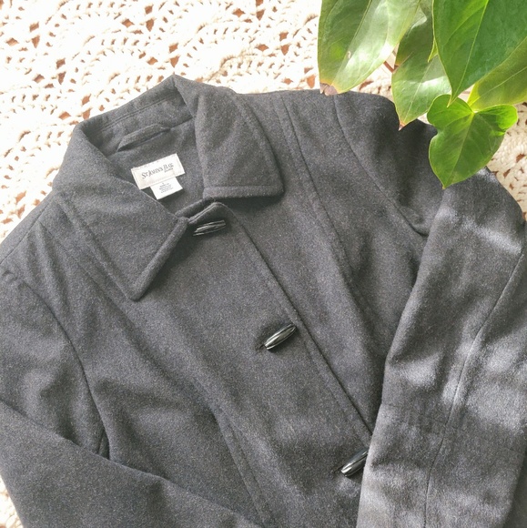 Grey Wool Blend Coat - St John's Bay - Size M - Picture 4 of 5
